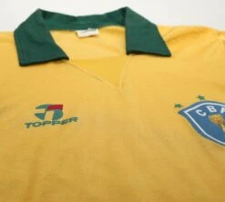 1988/91 BRAZIL Vintage Topper Home Football Shirt Jersey (S/M)(1988 91 Brazil Vintage Topper Home Football Shirt Jersey S M) -Football Shirt Collective 1988 91 brazil vintage topper home football shirt jersey s m 41547679105271