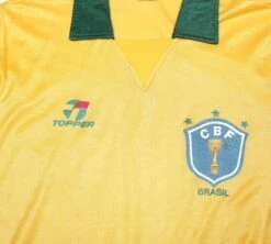 1988/91 BRAZIL Vintage Topper Home Football Shirt Jersey (S/M)(1988 91 Brazil Vintage Topper Home Football Shirt Jersey S M) -Football Shirt Collective 1988 91 brazil vintage topper home football shirt jersey s m 41547679138039