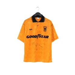 1991/92 WOLVERHAMPTON WANDERERS Vintage Bukta Home Football Shirt (M) SIGNED(1991 92 Wolverhampton Wanderers Vintage Bukta Home Football Shirt M Signed)