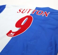 1996/98 SUTTON #9 Blackburn Rovers Vintage ASICS Home Football Shirt (L)(1996 98 Sutton 9 Blackburn Rovers Vintage Asics Home Football Shirt L) 9 1996/98 SUTTON #9 Blackburn Rovers Vintage ASICS Home Football Shirt (L)(1996 98 Sutton 9 Blackburn Rovers Vintage Asics Home Football Shirt L) -Football Shirt Collective 1996 98 sutton 9 blackburn rovers vintage asics home football shirt l 1178541944