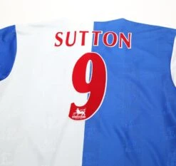 1996/98 SUTTON #9 Blackburn Rovers Vintage ASICS Home Football Shirt (L)(1996 98 Sutton 9 Blackburn Rovers Vintage Asics Home Football Shirt L) 7 1996/98 SUTTON #9 Blackburn Rovers Vintage ASICS Home Football Shirt (L)(1996 98 Sutton 9 Blackburn Rovers Vintage Asics Home Football Shirt L) -Football Shirt Collective 1996 98 sutton 9 blackburn rovers vintage asics home football shirt l 1178541946