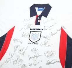 1997/99 ENGLAND U21'S Vintage Umbro Home SIGNED Football Shirt (L) BNWOT(1997 99 England U21s Vintage Umbro Home Signed Football Shirt L Bnwot) -Football Shirt Collective 1997 99 england u21 s vintage umbro home signed football shirt l bnwot 39812748050679