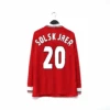 1999 SOLSKJAER #20 Manchester United Adidas Icons L/S Treble Football Shirt (M)(1999 Solskjaer 20 Manchester United Adidas Icons L S Treble Football Shirt M)