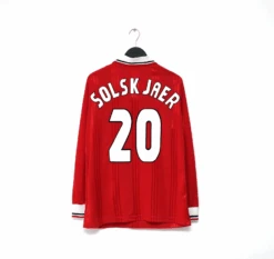 1999 SOLSKJAER #20 Manchester United Adidas Icons L/S Treble Football Shirt (M)(1999 Solskjaer 20 Manchester United Adidas Icons L S Treble Football Shirt M)