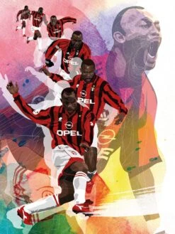 George Weah X AC Milan A3 Print(Jaap Stam V Zamorano A3 Print)