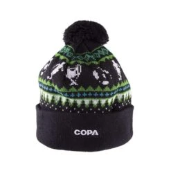Nordic Knit Bobble Hat | Black-Green-Blue-White(Nordic Knit Bobble Hat Black Green Blue White)